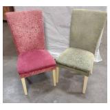 Matching Green and Red Straight Dining Chairs