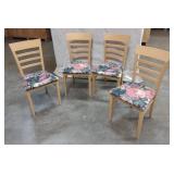 4 Floral Pattern Wooden Dining Chairs