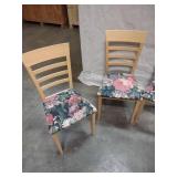 4 Floral Pattern Wooden Dining Chairs