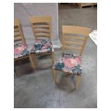 4 Floral Pattern Wooden Dining Chairs