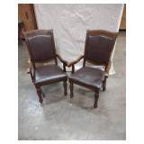 Matching Dining Chairs With Brown Faux Leather Back and Seat