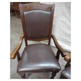 Matching Dining Chairs With Brown Faux Leather Back and Seat
