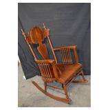 Antique Carved Wood Rocking Chair - Central Back Medallion, Victorian Style