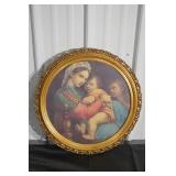 Raphael Madonna della Sedia - The Virgin on the Chair, Round Gilt Frame