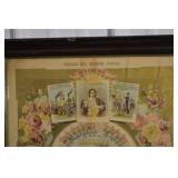 Framed Vintage Poster - Floral Border with Central Medallion Scene (1 Piece)