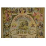 Framed Vintage Poster - Floral Border with Central Medallion Scene (1 Piece)