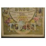 Framed Vintage Poster - Floral Border with Central Medallion Scene (1 Piece)