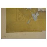 Framed Vintage Poster - Floral Border with Central Medallion Scene (1 Piece)