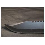 Marine Corps Combat Knife - Serrated Edge, Knurled Grip, Black Sheath