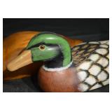 Sherry Heitz Mallard Hen Duck Decoy - Hand-Carved Wooden Pair