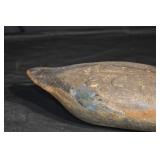 Hand-Carved Wooden Mallard Duck Decoy - Green Head, Painted Surface