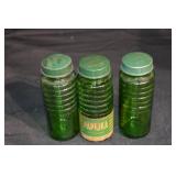 Paprika Green Glass Spice Jars - Vintage Shaker Set with Perforated Caps