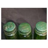 Paprika Green Glass Spice Jars - Vintage Shaker Set with Perforated Caps