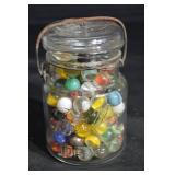 Ideal Mason Jar with Multicolor Glass Marbles