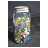 Glass Marbles in Mason Jar - Assorted Multicolor Marbles for Crafts