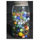 Glass Marbles in Mason Jar - Assorted Multicolor Marbles for Crafts