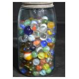 Glass Marbles in Mason Jar - Assorted Multicolor Marbles for Crafts