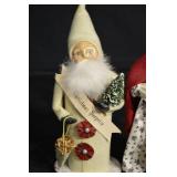 Williamsburg Christmas Figurines - 2-Piece Santa & Caped Girl Set