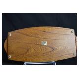 Galley Craft Quality Woodware Serving Tray with Floral Ceramic Inlay