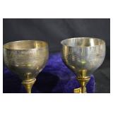Brass Goblets - Pair in Purple Velvet Case