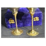 Brass Goblets - Pair in Purple Velvet Case