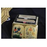 Gold Round Vanity Mirror & Floral Lacquer Boxes - 3-Piece Decor Set