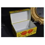 Gold Round Vanity Mirror & Floral Lacquer Boxes - 3-Piece Decor Set