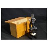 Kent Vintage Compound Microscope 150X-750X with Wooden Box & Accessories