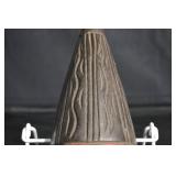 Wooden Carved Mask with Tall Cone Headdress - Dark Finish, Red Lips