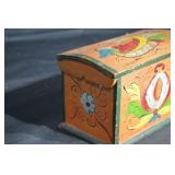 Norwegian Rosemaling Wooden Chest - Hand-Painted Floral Jewelry Box