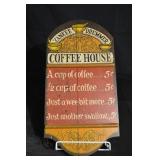 Yankee Drummer Coffee House Sign - Vintage Wooden Two-Panel Wall Plaque