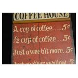 Yankee Drummer Coffee House Sign - Vintage Wooden Two-Panel Wall Plaque