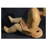 Wooden Angel Cherub Statue with Wings - Hand-Carved, 18 inches tall