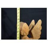 Wooden Angel Cherub Statue with Wings - Hand-Carved, 18 inches tall