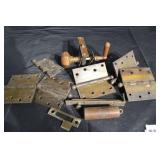 Antique Brass Door Hinges, Plates & Knob Hardware - Assorted Restoration Lot