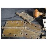 Antique Brass Door Hinges, Plates & Knob Hardware - Assorted Restoration Lot
