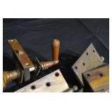 Antique Brass Door Hinges, Plates & Knob Hardware - Assorted Restoration Lot