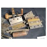 Antique Brass Door Hinges, Plates & Knob Hardware - Assorted Restoration Lot