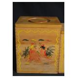 Wooden Canister Box Set - 4-Piece Hand-Painted Rooster Motif