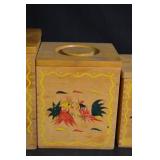 Wooden Canister Box Set - 4-Piece Hand-Painted Rooster Motif