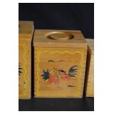 Wooden Canister Box Set - 4-Piece Hand-Painted Rooster Motif