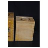 Wooden Canister Box Set - 4-Piece Hand-Painted Rooster Motif