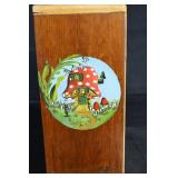 Hand-Painted Mushroom House 4-Drawer Wood Jewelry Chest - Folk Art