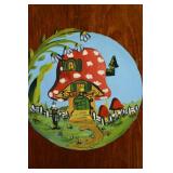 Hand-Painted Mushroom House 4-Drawer Wood Jewelry Chest - Folk Art