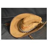 Laredo Medium Suede Western Hat - Braided Leather Band & Feather