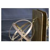 Brass Armillary Sphere Bookends - Vintage Pair