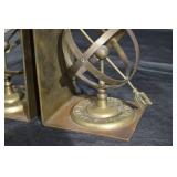 Brass Armillary Sphere Bookends - Vintage Pair