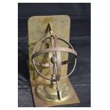 Brass Armillary Sphere Bookends - Vintage Pair