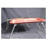 Vintage Floral Folding Tray Tables - Red & Black, Set of 2