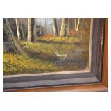 Benny Original Art Landscape Painting - Mountain Lake Scene - Framed (44"x32")